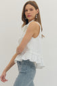 Solid Sleeveless Top Ruffle Hem