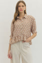 Polka Dot Short Sleeve Top with Ruffle Hem