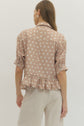 Polka Dot Short Sleeve Top with Ruffle Hem