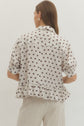 Polka Dot Short Sleeve Top with Ruffle Hem
