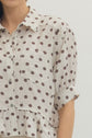 Polka Dot Short Sleeve Top with Ruffle Hem