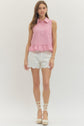 Striped Sleeveless Top Featuring Ruffle Hem