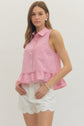 Striped Sleeveless Top Featuring Ruffle Hem