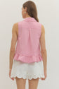 Striped Sleeveless Top Featuring Ruffle Hem
