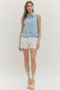Striped Sleeveless Top Featuring Ruffle Hem