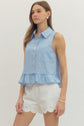 Striped Sleeveless Top Featuring Ruffle Hem