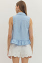 Striped Sleeveless Top Featuring Ruffle Hem