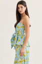 Floral Strapless Top with Floral Wide Leg Pants