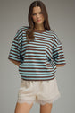 Striped Ribbed Short Sleeve Top