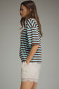 Striped Ribbed Short Sleeve Top