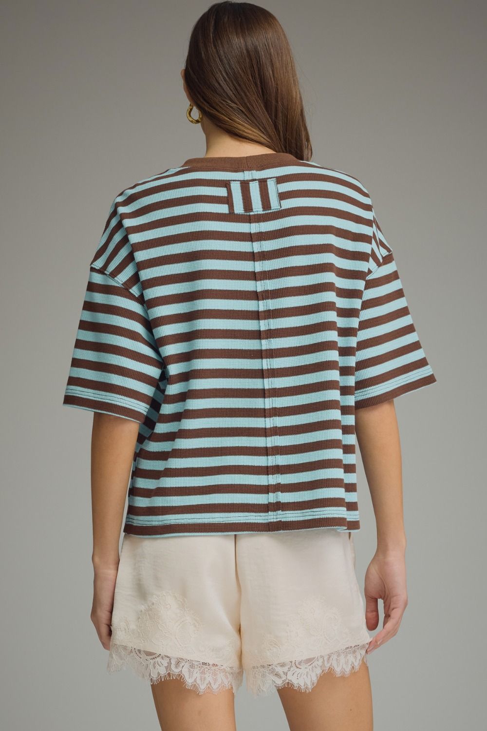 Striped Ribbed Short Sleeve Top