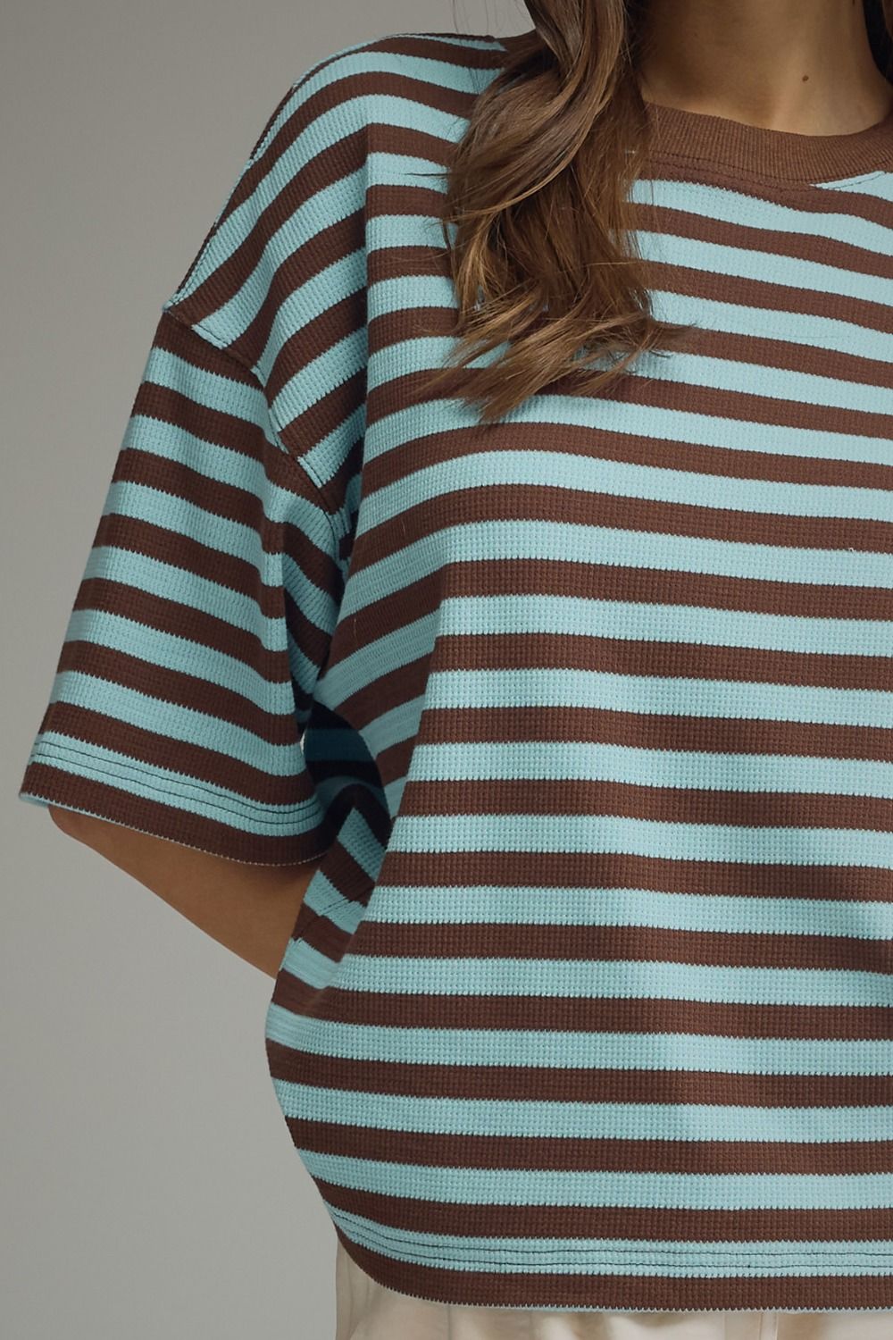 Striped Ribbed Short Sleeve Top
