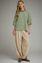 Striped Ribbed Short Sleeve Top