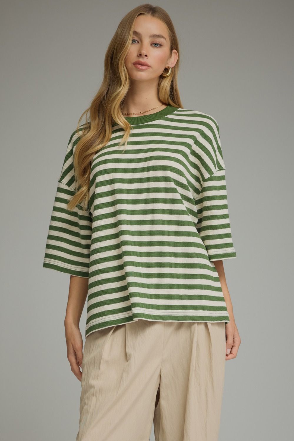 Striped Ribbed Short Sleeve Top