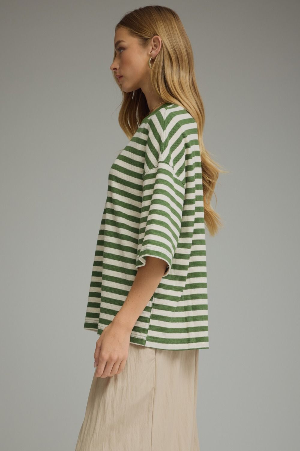 Striped Ribbed Short Sleeve Top