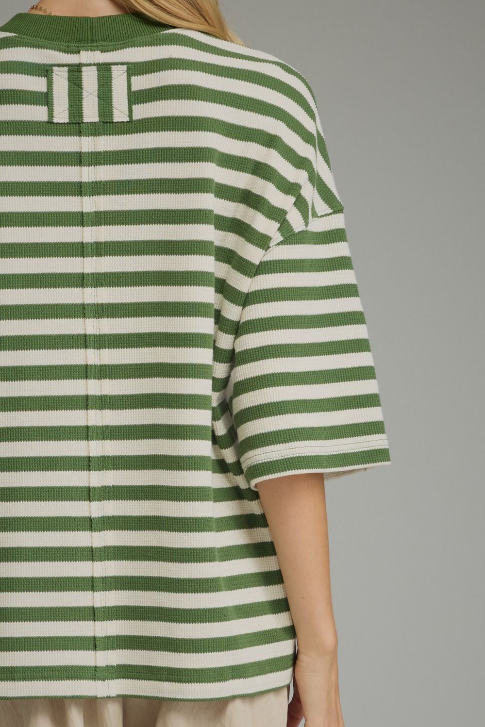 Striped Ribbed Short Sleeve Top
