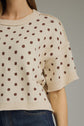 Polka Dot Round Neck Short Sleeve Sweater