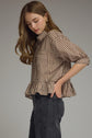 Gingham Top Featuring Peplum Hem