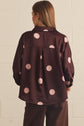 Polka Dot 3/4 Sleeve Button Up Blouse