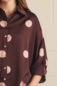 Polka Dot 3/4 Sleeve Button Up Blouse