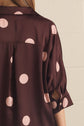 Polka Dot 3/4 Sleeve Button Up Blouse