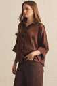 Polka Dot 3/4 Sleeve Button Up Blouse