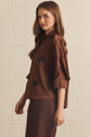 Polka Dot 3/4 Sleeve Button Up Blouse