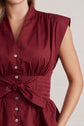 Solid V-Neck Sleeveless Blouse With Tie Waist
