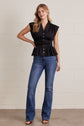 Solid V-Neck Sleeveless Blouse With Tie Waist