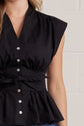 Solid V-Neck Sleeveless Blouse With Tie Waist