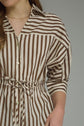 Brown Stripe 3/4 Sleeve Button Down Top