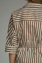 Brown Stripe 3/4 Sleeve Button Down Top