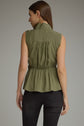 Solid Sleeveless Top With Waist Tie
