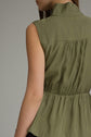 Solid Sleeveless Top With Waist Tie