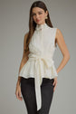 Solid Sleeveless Top With Waist Tie
