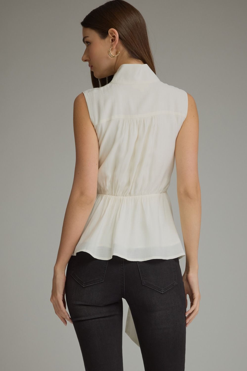 Solid Sleeveless Top With Waist Tie