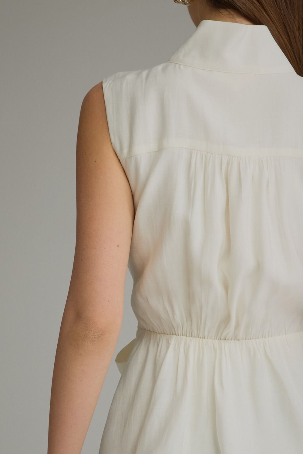 Solid Sleeveless Top With Waist Tie