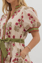 ECRU Floral with Olive & Burgundy Accent Band & Belt image 3