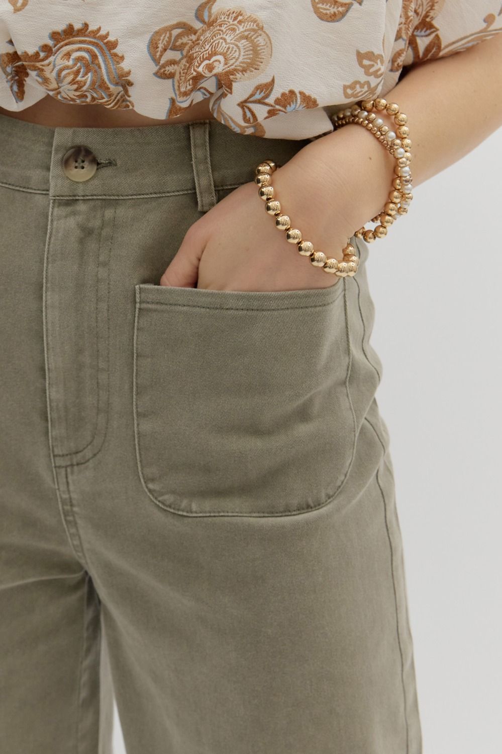 Olive High Waisted Wide Leg Pant image 4