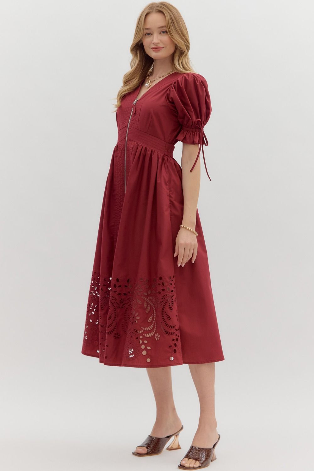Garnet Midi With Embroidered Skirt Hem image 3