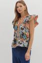 Cinnamon Floral Flutter Sleeve Top image 2