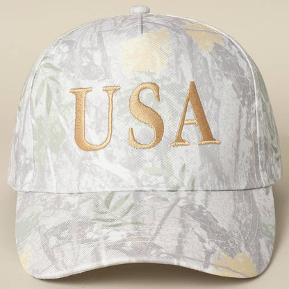 USA Letter Embroidery Camo Print Baseball Cap