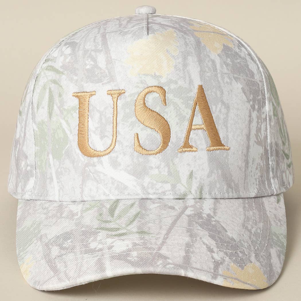 USA Letter Embroidery Camo Print Baseball Cap