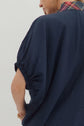 Navy Dolman Top Featuring Plaid Band Accent image 6