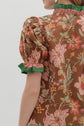Brown& Pink Floral Ruffle Band Top image 1