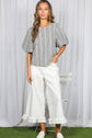 Bow V Back Plaid Blouse Top