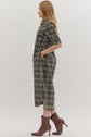 Brown/Teal Geometric Print SS Midi image 4