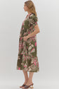 Olive Paisley Midi Featuring Multicolor Band V neck image 4