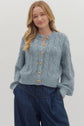 Light Blue Cable Knit Longsleeve Cardigan image 1