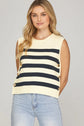 Sleeveless Striped Sweater with Side Gold Buttons image 0